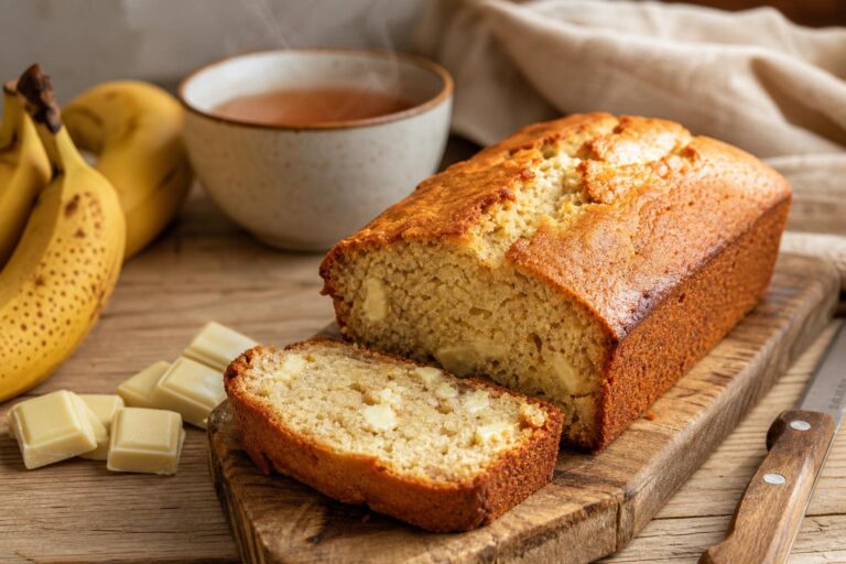 découvrez notre recette facile de banana bread au chocolat blanc, parfaite pour un goûter gourmand et rapide à préparer. un délice moelleux et sucré qui plaira à toute la famille !